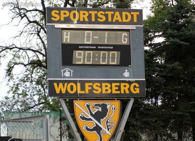 Wolfsberg - Sturm Graz
Oesterreichische Fussball Bundesliga, 34. Runde, Wolfsberger AC - SK Sturm Graz, Lavanttal Arena Wolfsberg, 27.04.2014. 

Foto zeigt die Anzeigetafel
