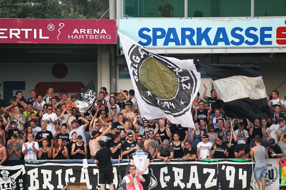 Hartberg - Sturm Graz
OEFB Cup, 1. Runde, TSV Hartberg - SK Sturm Graz, Arena Hartberg, 18.07.2015. 

Foto zeigt Fans von Sturm
