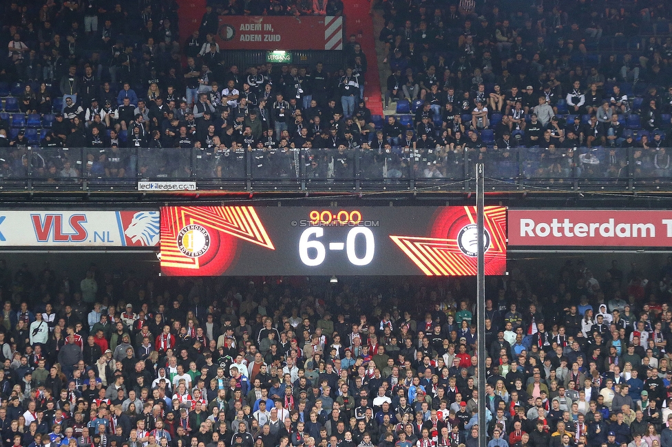 Feyenoord - Sturm Graz
UEFA Europa League Gruppenphase 2. Spieltag, Feyenoord Rotterdam - SK Sturm Graz, Stadion De Kuip Rotterdam, 15.09.2022. 

Foto zeigt die Anzeigetafel
