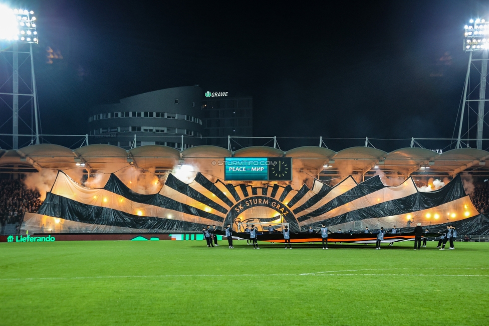 Sturm Graz - Feyenoord
UEFA Europa League Gruppenphase 5. Spieltag, SK Sturm Graz - Feyenoord Rotterdam, Stadion Liebenau Graz, 27.10.2022. 

Foto zeigt Fans von Sturm mit einer Choreografie
Schlüsselwörter: pyrotechnik