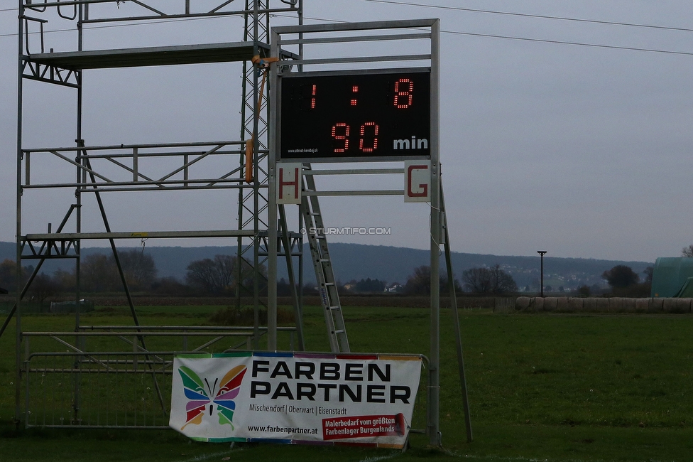Suedburgenland - Sturm Damen
OEFB Frauen Cup, FC Suedburgenland  - SK Sturm Graz Damen, FussballArena Mischendorf, 19.11.2022. 

Foto zeigt den Endstand
