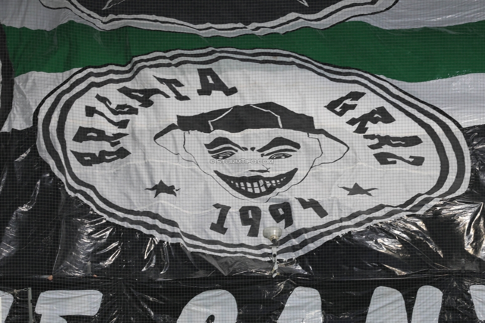 Sturm Graz - LASK
Oesterreichische Fussball Bundesliga, 2. Runde, SK Sturm Graz - LASK, Stadion Liebenau Graz, 05.05.2023. 

Foto zeigt Fans von Sturm mit einer Choreografie
Schlüsselwörter: brigata