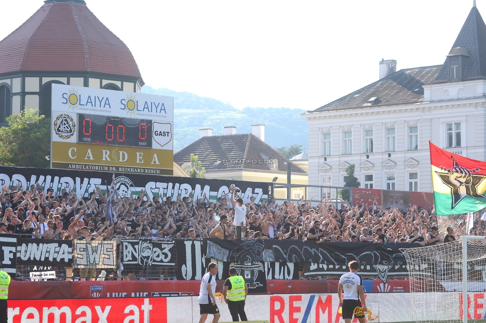 Kremser SC - Sturm Graz
OEFB Cup 1. Runde, Kremser SC - SK Sturm Graz, Sepp-Doll-Stadion Krems, 27.07.2024. 

Foto zeigt Fans von Sturm
