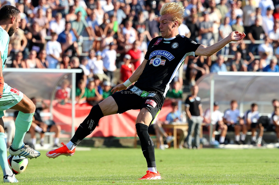 Kremser SC - Sturm Graz
OEFB Cup, 1. Runde, Kremser SC - SK Sturm Graz, Sepp-Doll-Stadion Krems, 27.07.2024. 

Foto zeigt Mika Biereth (Sturm)
