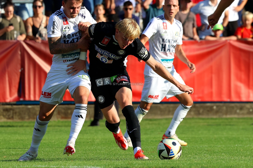 Kremser SC - Sturm Graz
OEFB Cup, 1. Runde, Kremser SC - SK Sturm Graz, Sepp-Doll-Stadion Krems, 27.07.2024. 

Foto zeigt Mika Biereth (Sturm)
