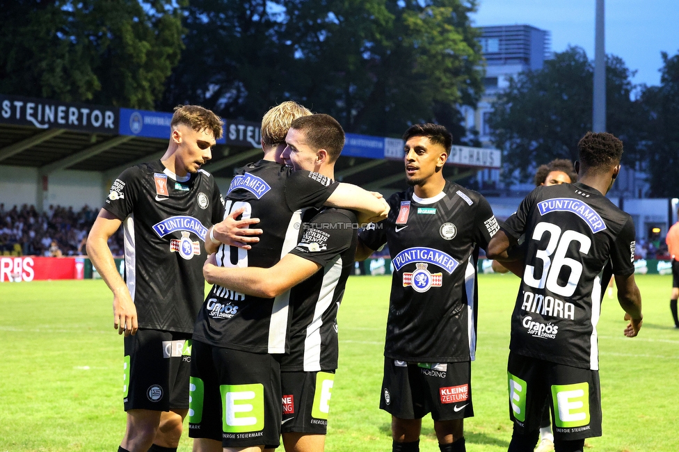 Kremser SC - Sturm Graz
OEFB Cup, 1. Runde, Kremser SC - SK Sturm Graz, Sepp-Doll-Stadion Krems, 27.07.2024. 

Foto zeigt Mika Biereth (Sturm)
Schlüsselwörter: torjubel