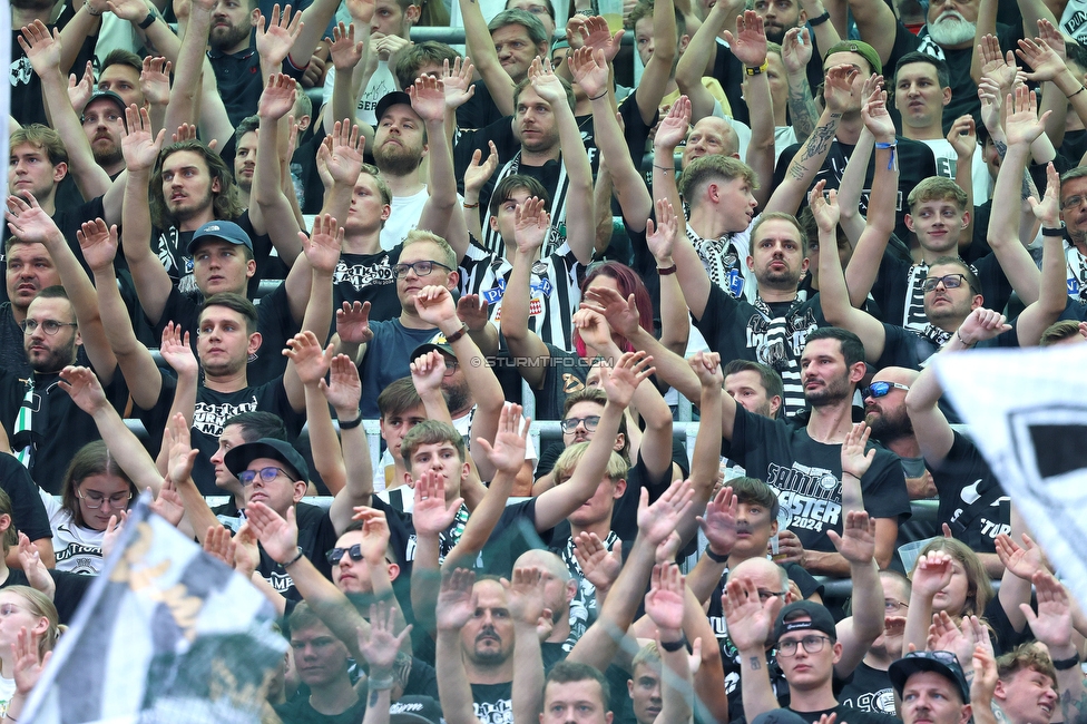 Rapid Wien - Sturm Graz
Oesterreichische Fussball Bundesliga, 1. Runde, SK Rapid Wien - SK Sturm Graz, Weststadion Wien, 04.08.2024. 

Foto zeigt Fans von Sturm
