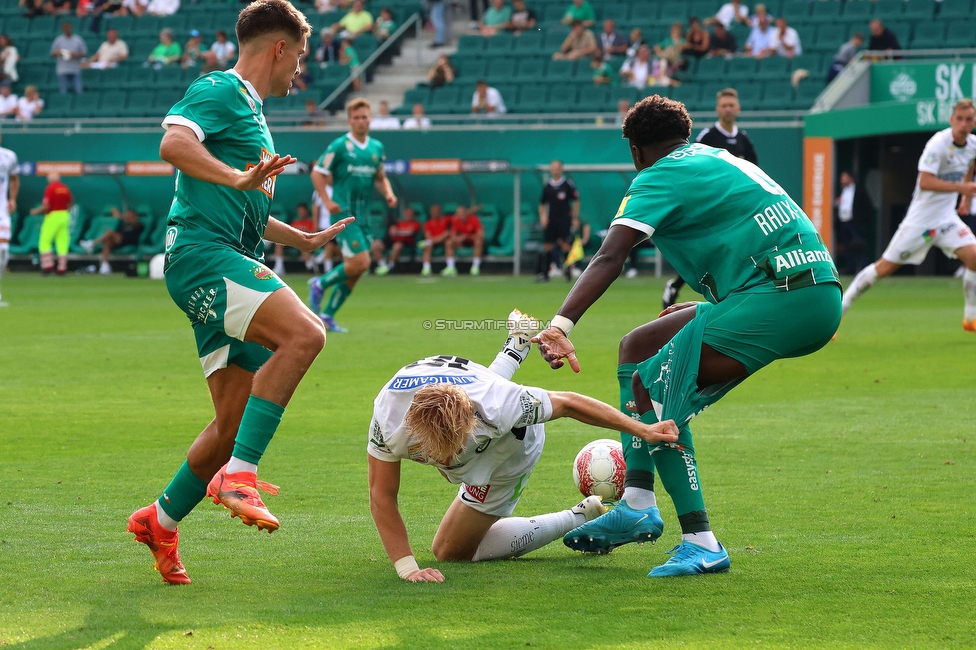 Rapid Wien - Sturm Graz
Oesterreichische Fussball Bundesliga, 1. Runde, SK Rapid Wien - SK Sturm Graz, Weststadion Wien, 04.08.2024. 

Foto zeigt Mika Biereth (Sturm)
