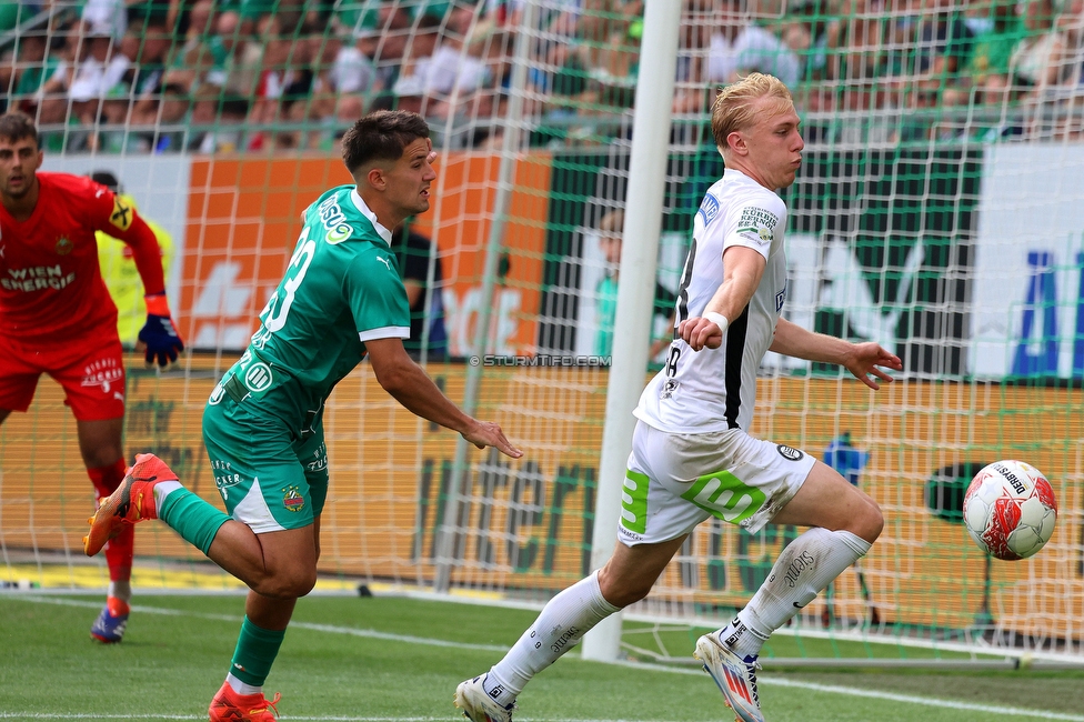 Rapid Wien - Sturm Graz
Oesterreichische Fussball Bundesliga, 1. Runde, SK Rapid Wien - SK Sturm Graz, Weststadion Wien, 04.08.2024. 

Foto zeigt Mika Biereth (Sturm)
