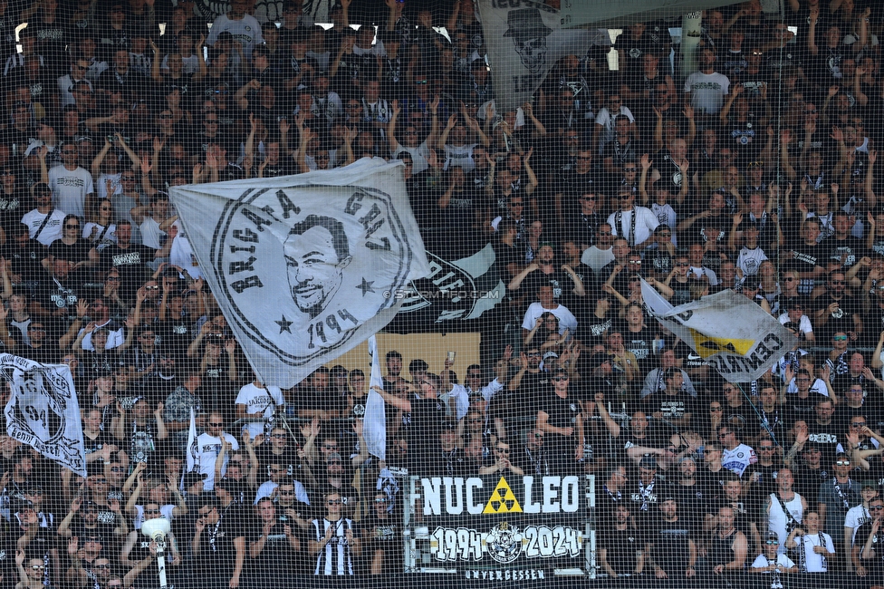 Sturm Graz - Hartberg
Oesterreichische Fussball Bundesliga, 2. Runde, SK Sturm Graz - TSV Hartberg, Stadion Liebenau Graz, 11.08.2024. 

Foto zeigt Fans von Sturm
Schlüsselwörter: vorsaenger brigata