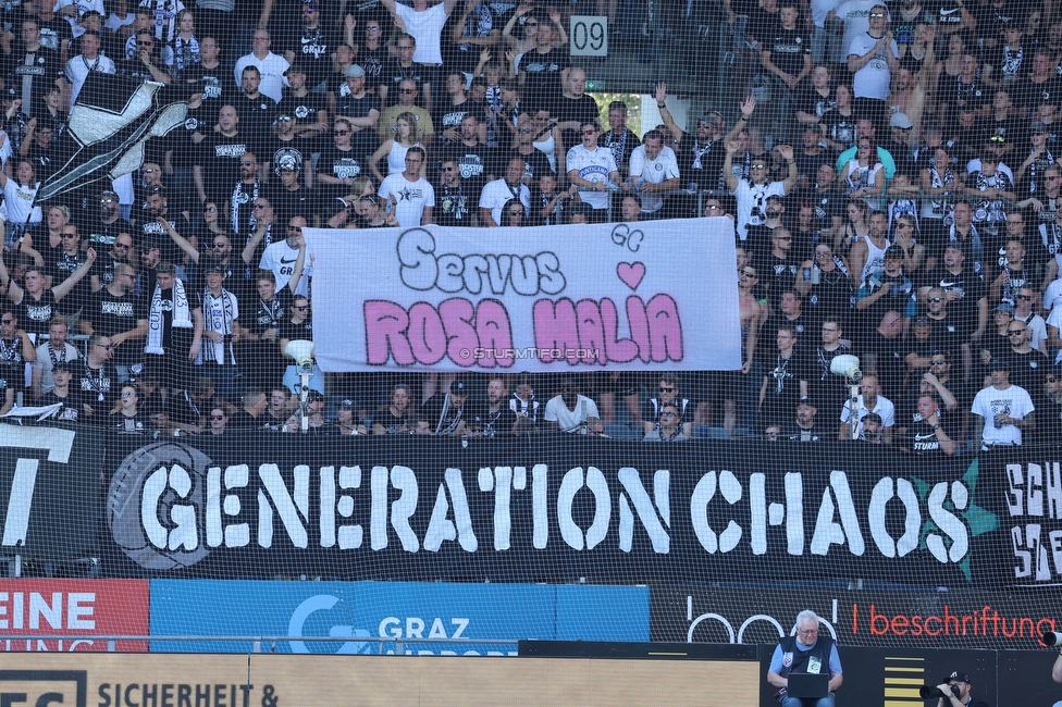 Sturm Graz - Hartberg
Oesterreichische Fussball Bundesliga, 2. Runde, SK Sturm Graz - TSV Hartberg, Stadion Liebenau Graz, 11.08.2024. 

Foto zeigt Fans von Sturm mit einem Spruchband
Schlüsselwörter: generationchaos baby