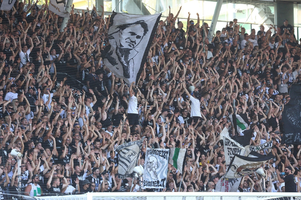 Sturm Graz - Hartberg
Oesterreichische Fussball Bundesliga, 2. Runde, SK Sturm Graz - TSV Hartberg, Stadion Liebenau Graz, 11.08.2024. 

Foto zeigt Fans von Sturm
