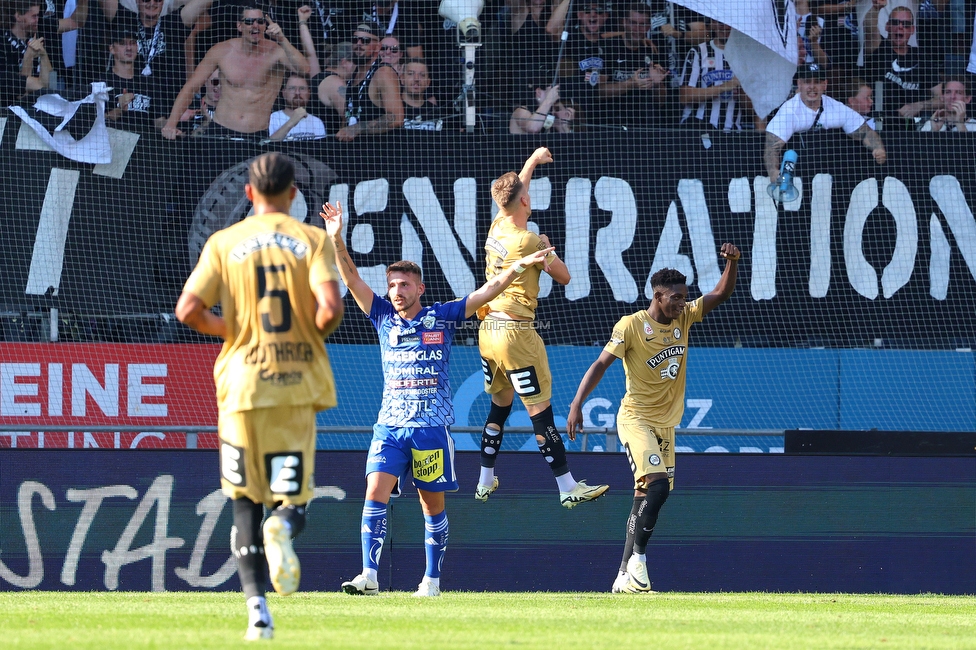 Sturm Graz - Hartberg
Oesterreichische Fussball Bundesliga, 2. Runde, SK Sturm Graz - TSV Hartberg, Stadion Liebenau Graz, 11.08.2024. 

Foto zeigt Dimitri Lavalee (Sturm)
Schlüsselwörter: torjubel