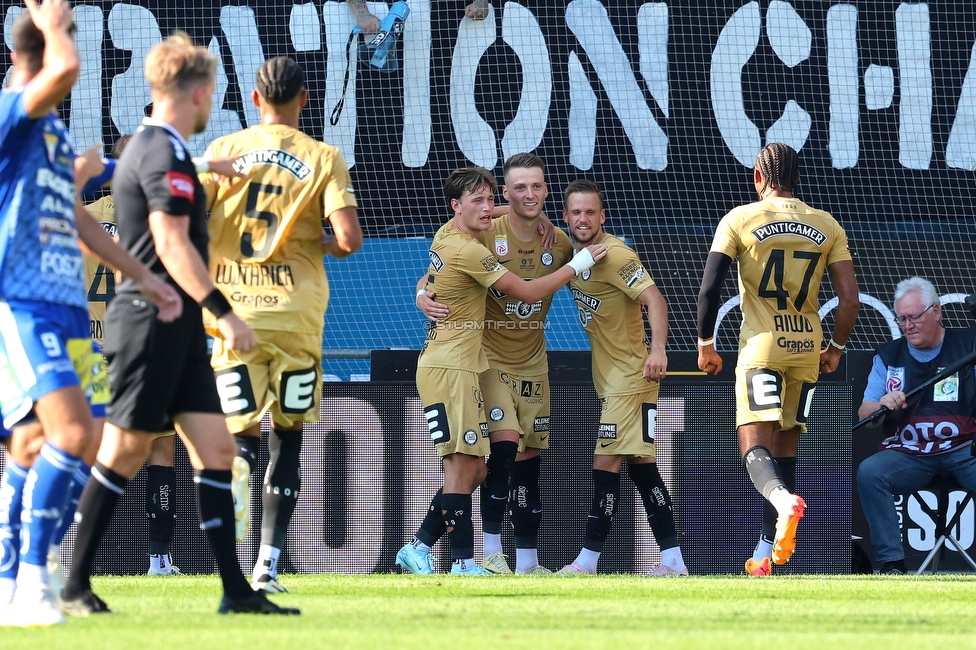 Sturm Graz - Hartberg
Oesterreichische Fussball Bundesliga, 2. Runde, SK Sturm Graz - TSV Hartberg, Stadion Liebenau Graz, 11.08.2024. 

Foto zeigt Dimitri Lavalee (Sturm)
Schlüsselwörter: torjubel