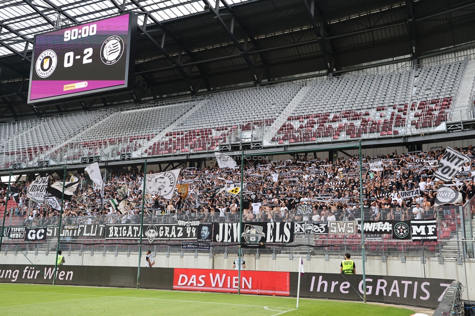 Austria Klagenfurt - Sturm Graz
Oesterreichische Fussball Bundesliga, 3. Runde, SK Austria Klagenfurt - SK Sturm Graz, Woerthersee Stadion Klagenfurt, 17.08.2024. 

Foto zeigt Fans von Sturm
Schlüsselwörter: schals