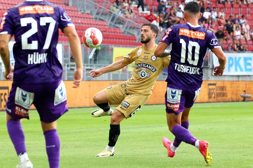 Klagenfurt - Sturm Graz
Oesterreichische Fussball Bundesliga, 3. Runde, SK Austria Klagenfurt - SK Sturm Graz,  Woerthersee Stadion Klagenfurt, 17.08.2024. 

Foto zeigt Otar Kiteishvili (Sturm)
