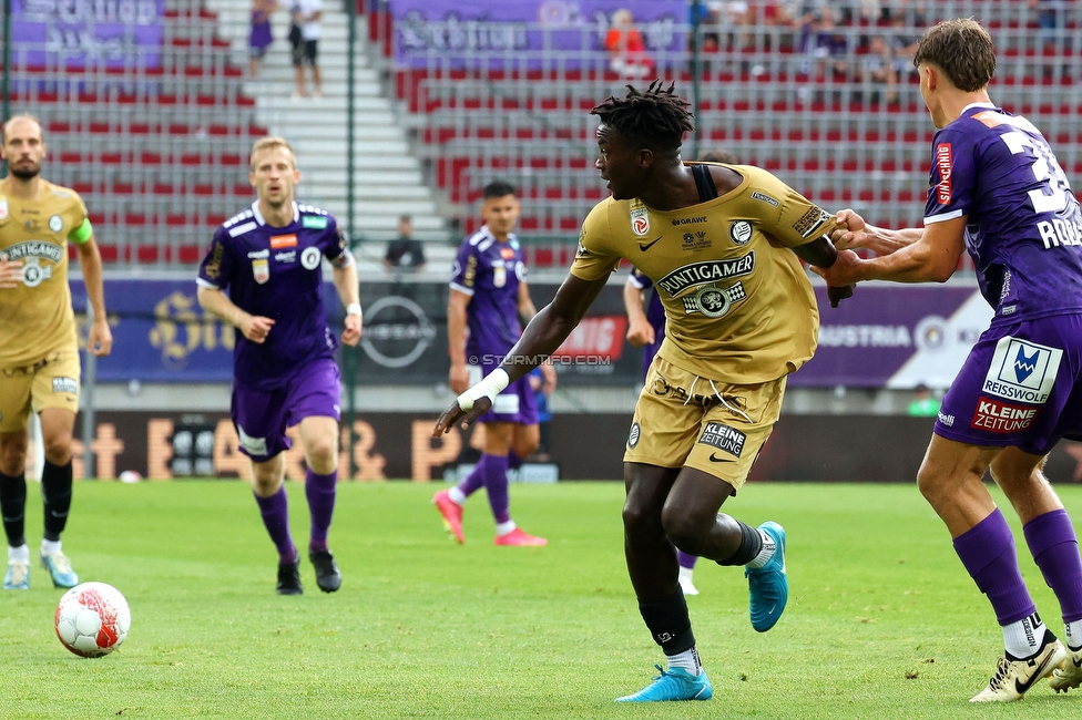 Klagenfurt - Sturm Graz
Oesterreichische Fussball Bundesliga, 3. Runde, SK Austria Klagenfurt - SK Sturm Graz,  Woerthersee Stadion Klagenfurt, 17.08.2024. 

Foto zeigt Seedy Jatta (Sturm)
