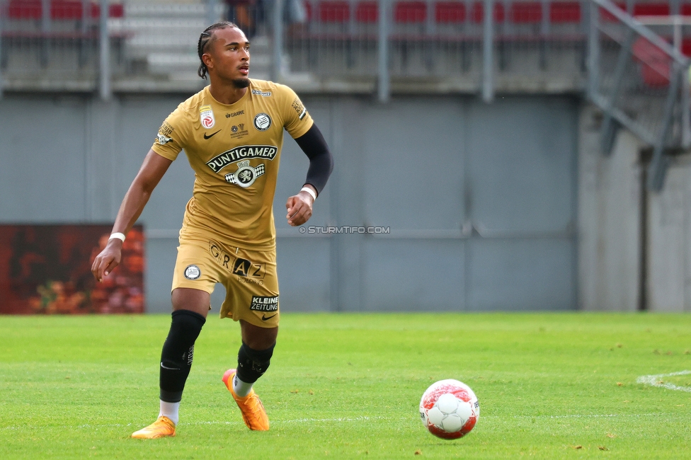 Austria Klagenfurt - Sturm Graz
Oesterreichische Fussball Bundesliga, 3. Runde, SK Austria Klagenfurt - SK Sturm Graz, Woerthersee Stadion Klagenfurt, 17.08.2024. 

Foto zeigt Emanuel Aiwu (Sturm)
