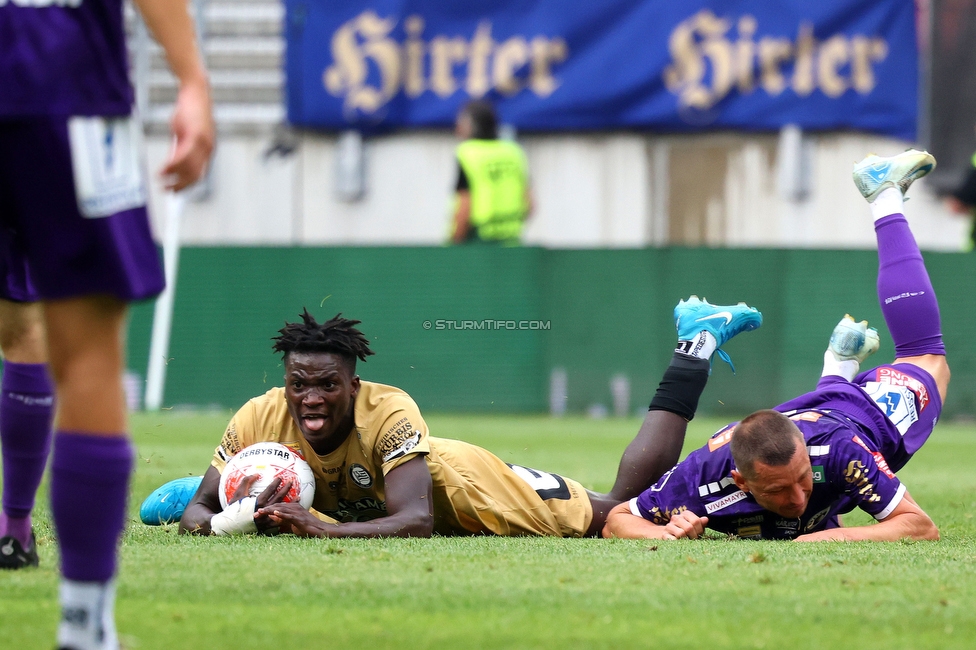 Klagenfurt - Sturm Graz
Oesterreichische Fussball Bundesliga, 3. Runde, SK Austria Klagenfurt - SK Sturm Graz,  Woerthersee Stadion Klagenfurt, 17.08.2024. 

Foto zeigt Seedy Jatta (Sturm)
