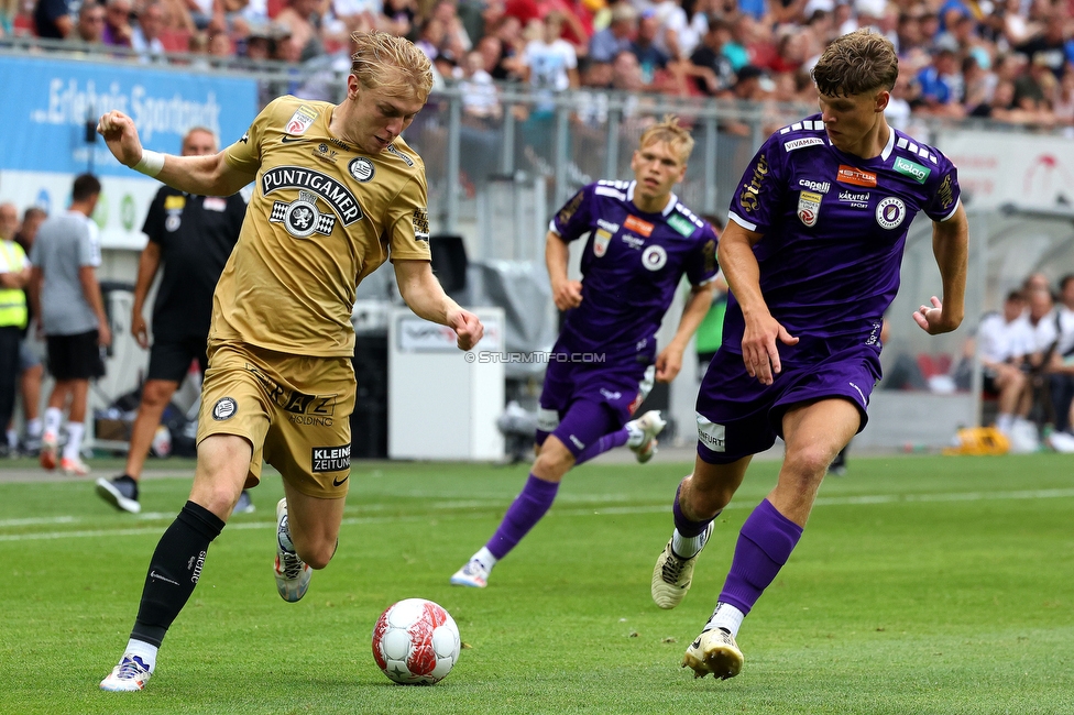 Klagenfurt - Sturm Graz
Oesterreichische Fussball Bundesliga, 3. Runde, SK Austria Klagenfurt - SK Sturm Graz,  Woerthersee Stadion Klagenfurt, 17.08.2024. 

Foto zeigt Mika Biereth (Sturm)
