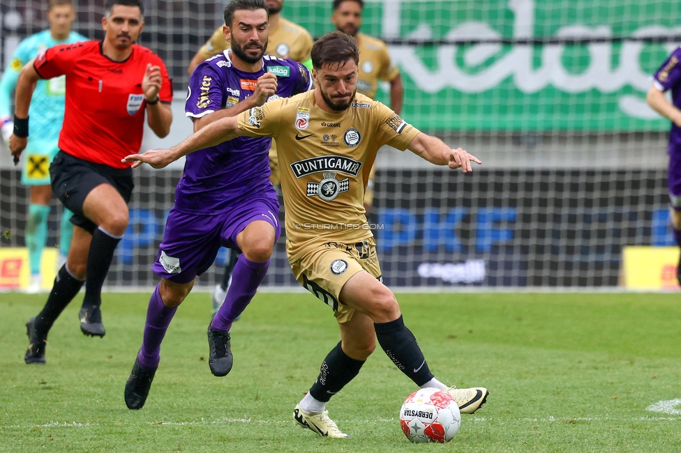 Klagenfurt - Sturm Graz
Oesterreichische Fussball Bundesliga, 3. Runde, SK Austria Klagenfurt - SK Sturm Graz,  Woerthersee Stadion Klagenfurt, 17.08.2024. 

Foto zeigt Otar Kiteishvili (Sturm)
