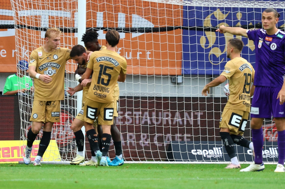 Austria Klagenfurt - Sturm Graz
Oesterreichische Fussball Bundesliga, 3. Runde, SK Austria Klagenfurt - SK Sturm Graz, Woerthersee Stadion Klagenfurt, 17.08.2024. 

Foto zeigt Otar Kiteishvili (Sturm)
Schlüsselwörter: elfmeter torjubel