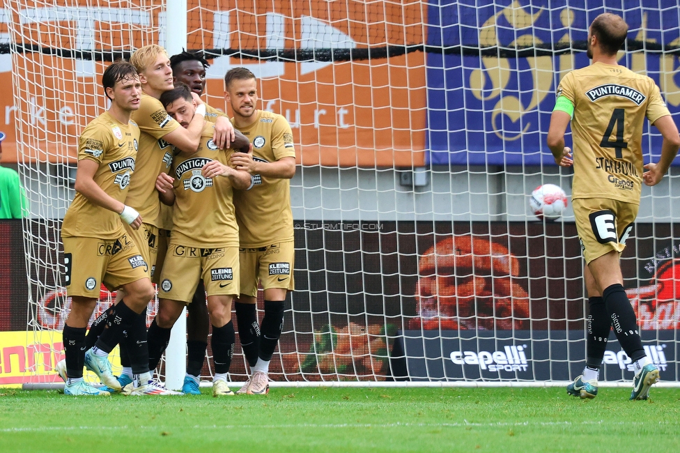 Austria Klagenfurt - Sturm Graz
Oesterreichische Fussball Bundesliga, 3. Runde, SK Austria Klagenfurt - SK Sturm Graz, Woerthersee Stadion Klagenfurt, 17.08.2024. 

Foto zeigt Otar Kiteishvili (Sturm)
Schlüsselwörter: elfmeter torjubel