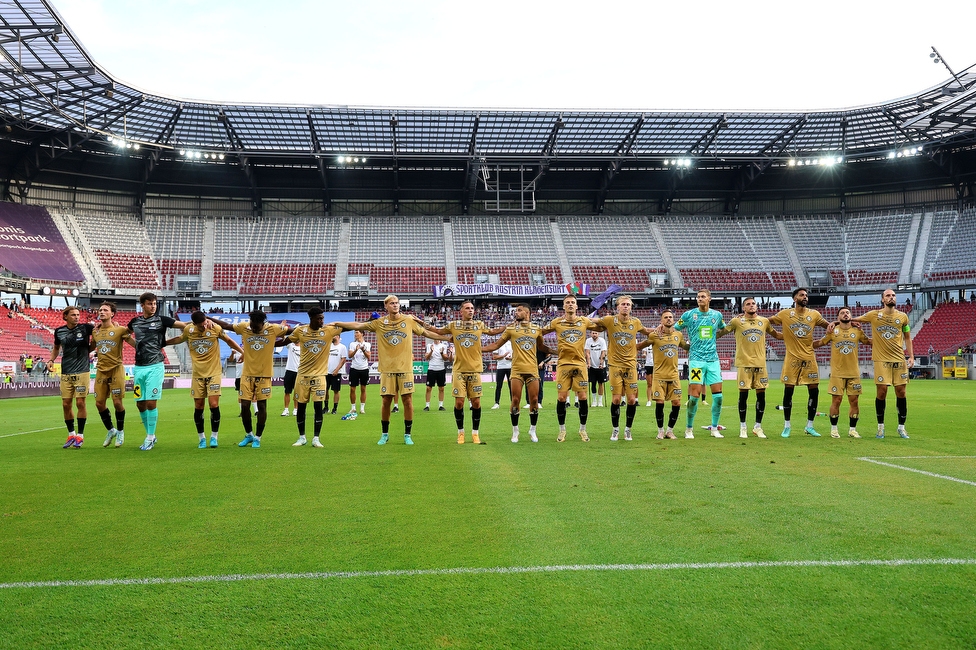 Austria Klagenfurt - Sturm Graz
Oesterreichische Fussball Bundesliga, 3. Runde, SK Austria Klagenfurt - SK Sturm Graz, Woerthersee Stadion Klagenfurt, 17.08.2024. 

Foto zeigt die Mannschaft von Sturm
