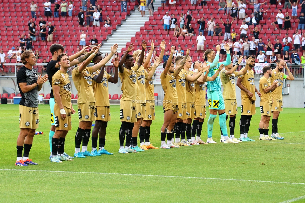 Austria Klagenfurt - Sturm Graz
Oesterreichische Fussball Bundesliga, 3. Runde, SK Austria Klagenfurt - SK Sturm Graz, Woerthersee Stadion Klagenfurt, 17.08.2024. 

Foto zeigt die Mannschaft von Sturm
