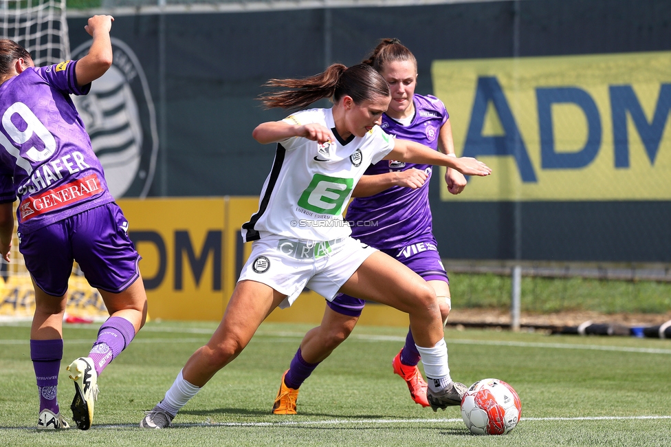 Sturm Damen - Austria Wien
OEFB Frauen Bundesliga, 2. Runde, SK Sturm Graz Damen - FK Austria Wien, Trainingszentrum Messendorf, 18.08.2024. 

Foto zeigt Marie Spiess (Sturm Damen)
