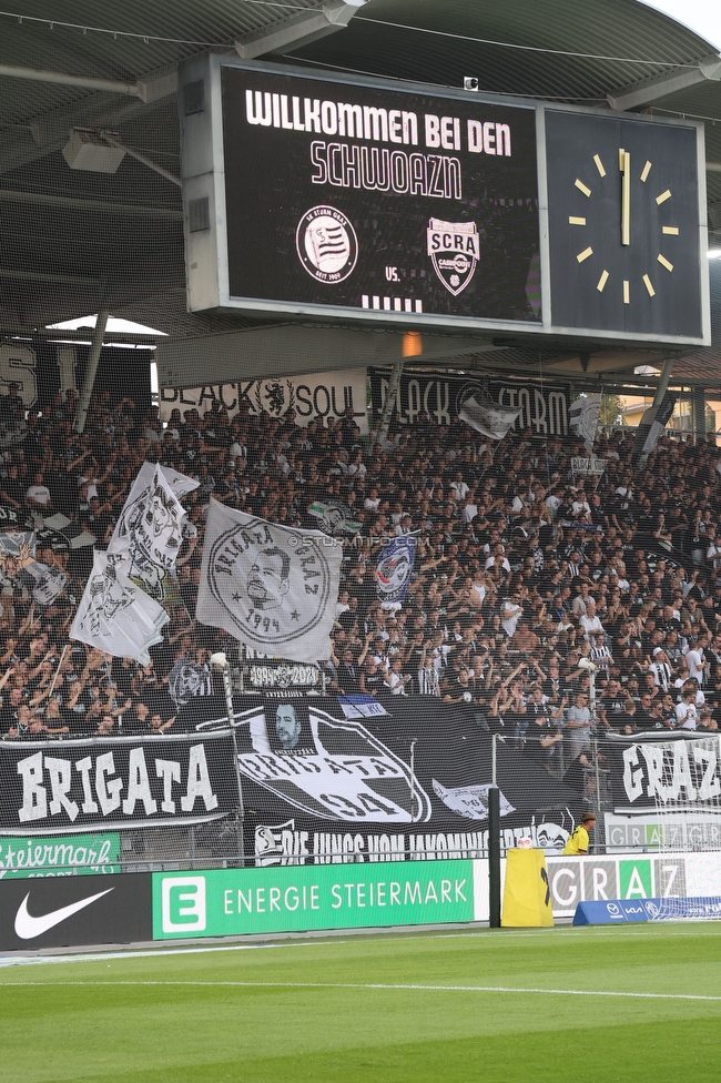 Sturm Graz - Altach
Oesterreichische Fussball Bundesliga, 4 Runde, SK Sturm Graz - SCR Altach, Stadion Liebenau Graz, 24.08.2024. 

Foto zeigt Fans von Sturm
Schlüsselwörter: brigata