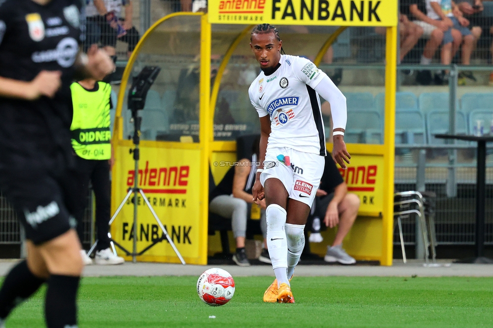 Sturm Graz - Altach
Oesterreichische Fussball Bundesliga, 4 Runde, SK Sturm Graz - SCR Altach, Stadion Liebenau Graz, 24.08.2024. 

Foto zeigt Emanuel Aiwu (Sturm)
