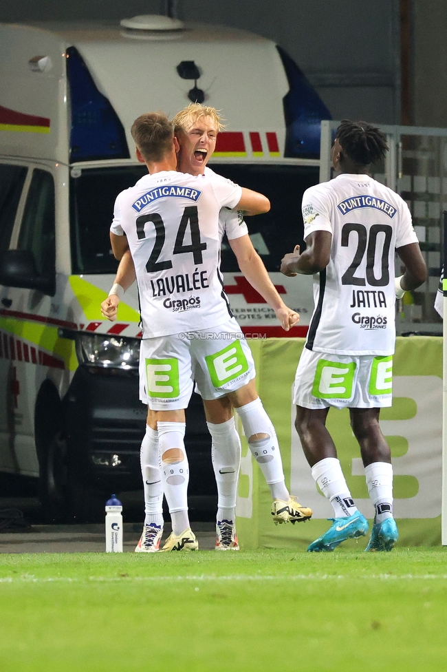 Sturm Graz - Altach
Oesterreichische Fussball Bundesliga, 4 Runde, SK Sturm Graz - SCR Altach, Stadion Liebenau Graz, 24.08.2024. 

Foto zeigt Mika Biereth (Sturm)
Schlüsselwörter: torjubel