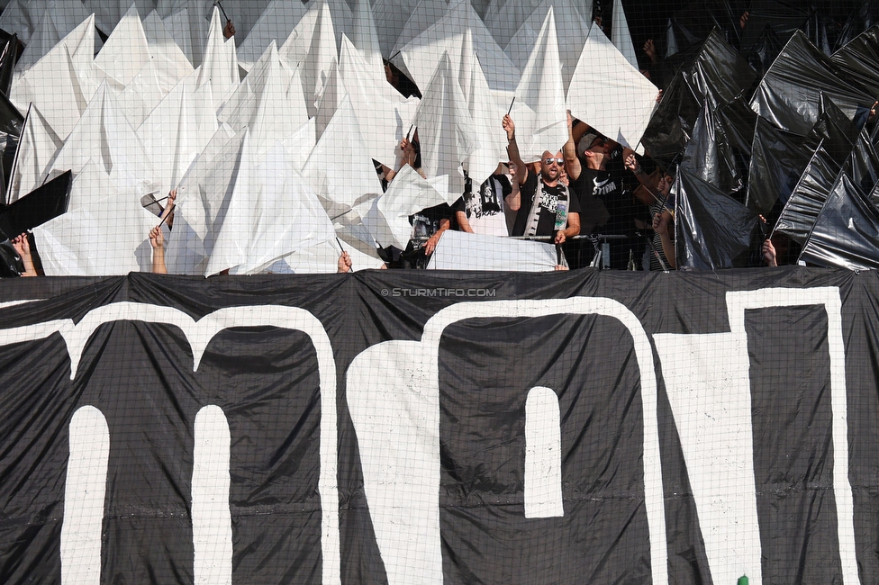 Ried - Sturm Graz
OEFB Cup, 2. Runde, SV Ried - SK Sturm Graz, Innviertel Arena Ried, 28.08.2024. 

Foto zeigt Fans von Sturm mit einer Choreografie
