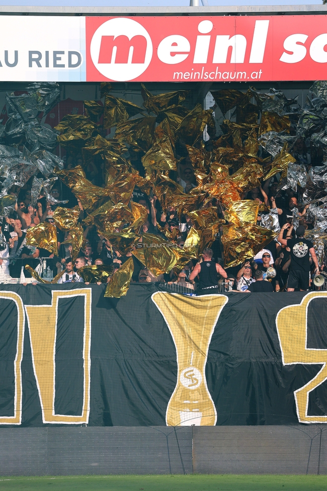 Ried - Sturm Graz
OEFB Cup, 2. Runde, SV Ried - SK Sturm Graz, Innviertel Arena Ried, 28.08.2024. 

Foto zeigt Fans von Sturm mit einer Choreografie
