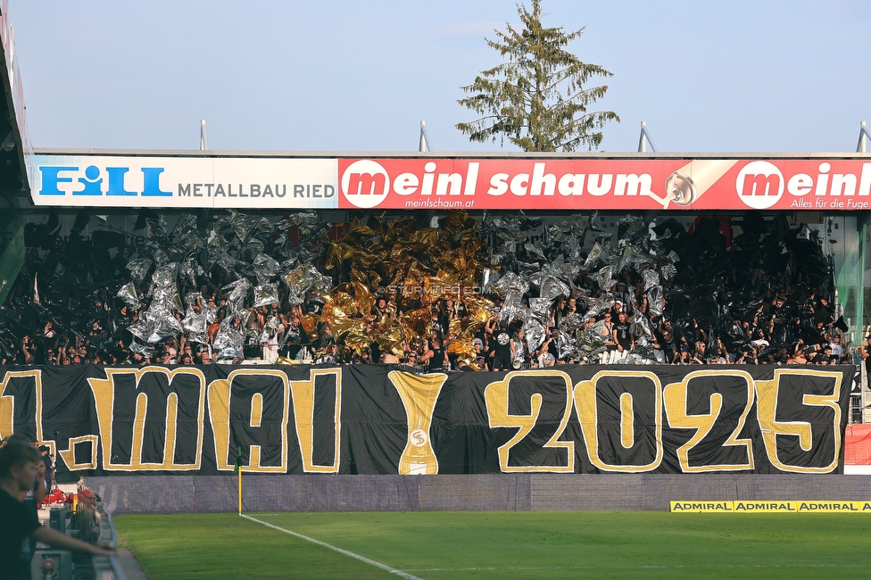 Ried - Sturm Graz
OEFB Cup, 2. Runde, SV Ried - SK Sturm Graz, Innviertel Arena Ried, 28.08.2024. 

Foto zeigt Fans von Sturm mit einer Choreografie
