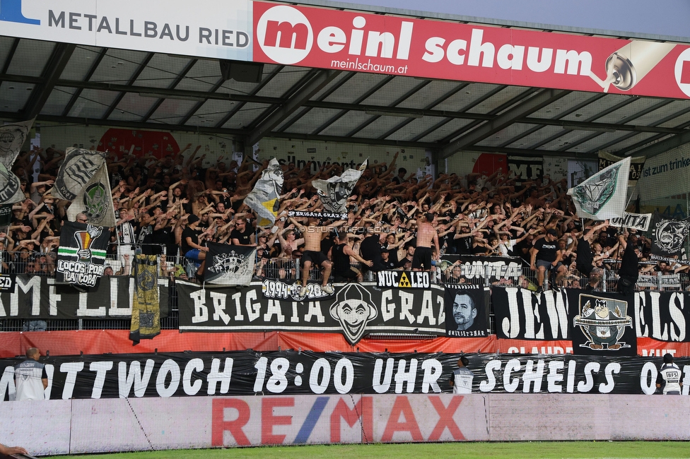 Ried - Sturm Graz
OEFB Cup, 2. Runde, SV Ried - SK Sturm Graz, Innviertel Arena Ried, 28.08.2024. 

Foto zeigt Fans von Sturm
