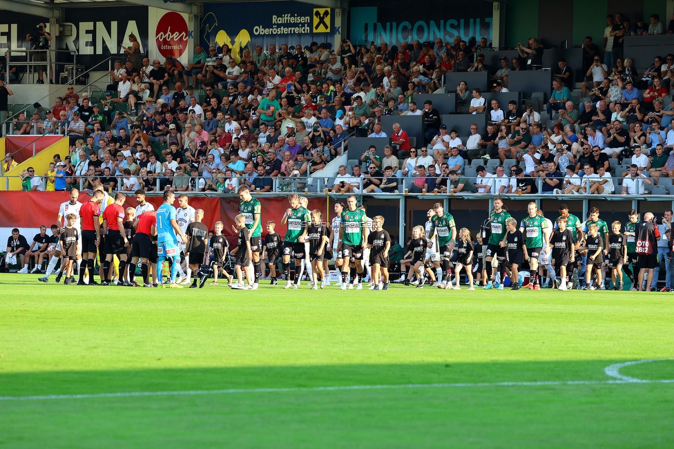 Ried - Sturm Graz
OEFB Cup, 2. Runde, SV Ried - SK Sturm Graz, Innviertel Arena Ried, 28.08.2024. 

Foto zeigt die Mannschaft von Sturm und Mannschaft von Ried
