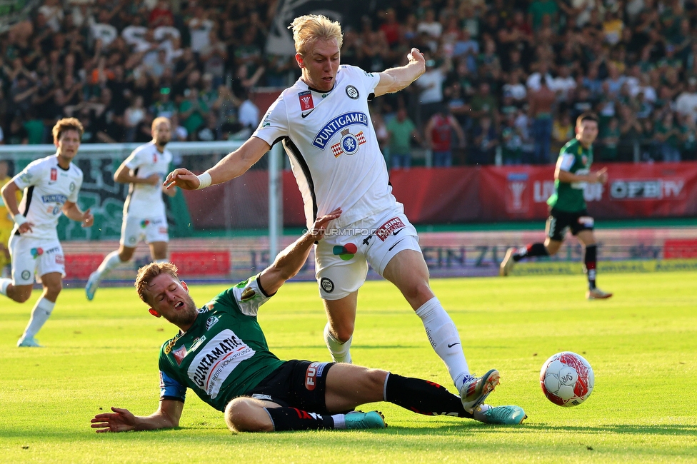 Ried - Sturm Graz
OEFB Cup, 2. Runde, SV Ried - SK Sturm Graz, Innviertel Arena Ried, 28.08.2024. 

Foto zeigt Mika Biereth (Sturm)
