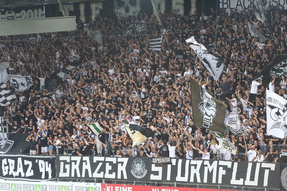 Sturm Graz - Tirol
Oesterreichische Fussball Bundesliga, 5. Runde, SK Sturm Graz - WSG Tirol, Stadion Liebenau Graz, 31.08.2024. 

Foto zeigt Fans von Sturm
