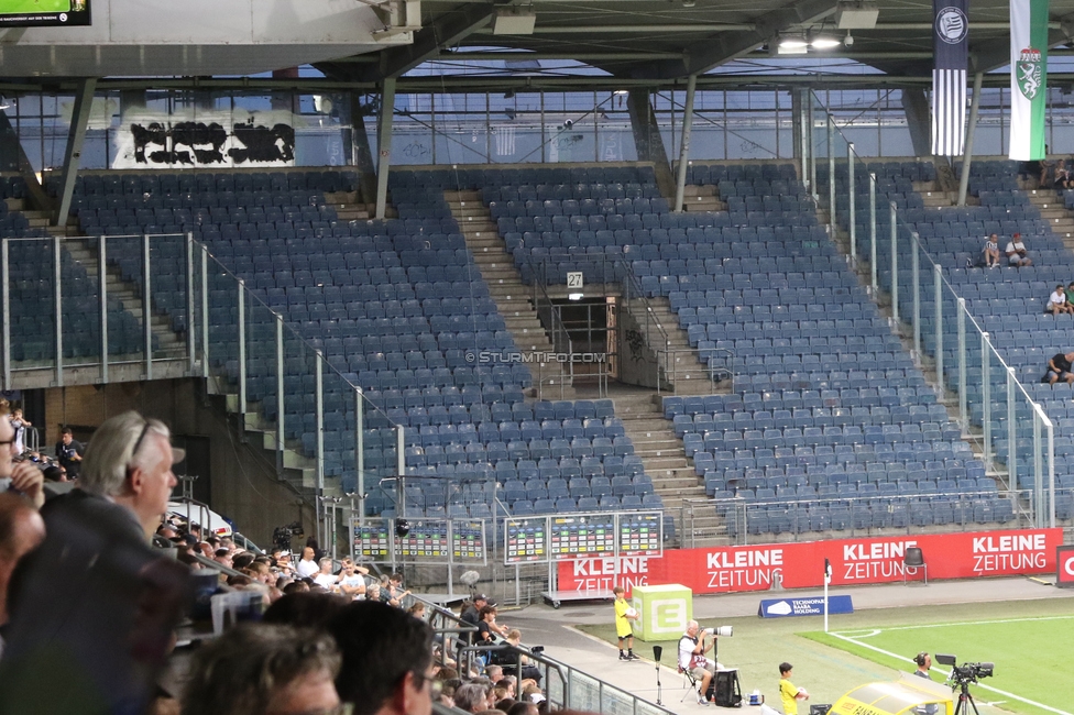 Sturm Graz - Tirol
Oesterreichische Fussball Bundesliga, 5. Runde, SK Sturm Graz - WSG Tirol, Stadion Liebenau Graz, 31.08.2024. 

Foto zeigt den leeren Auswaertssektor
