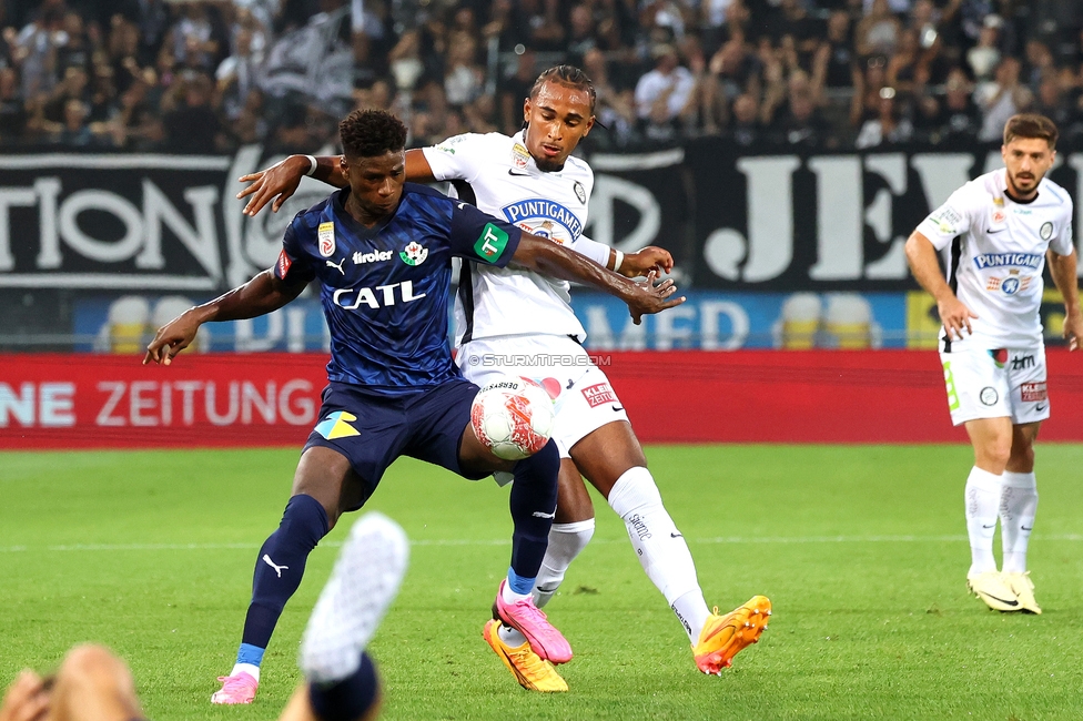 Sturm Graz - Tirol
Oesterreichische Fussball Bundesliga, 5. Runde, SK Sturm Graz - WSG Tirol, Stadion Liebenau Graz, 31.08.2024. 

Foto zeigt Emanuel Aiwu (Sturm)
