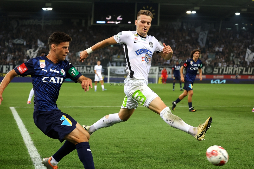 Sturm Graz - Tirol
Oesterreichische Fussball Bundesliga, 5. Runde, SK Sturm Graz - WSG Tirol, Stadion Liebenau Graz, 31.08.2024. 

Foto zeigt Dimitri Lavalee (Sturm)
