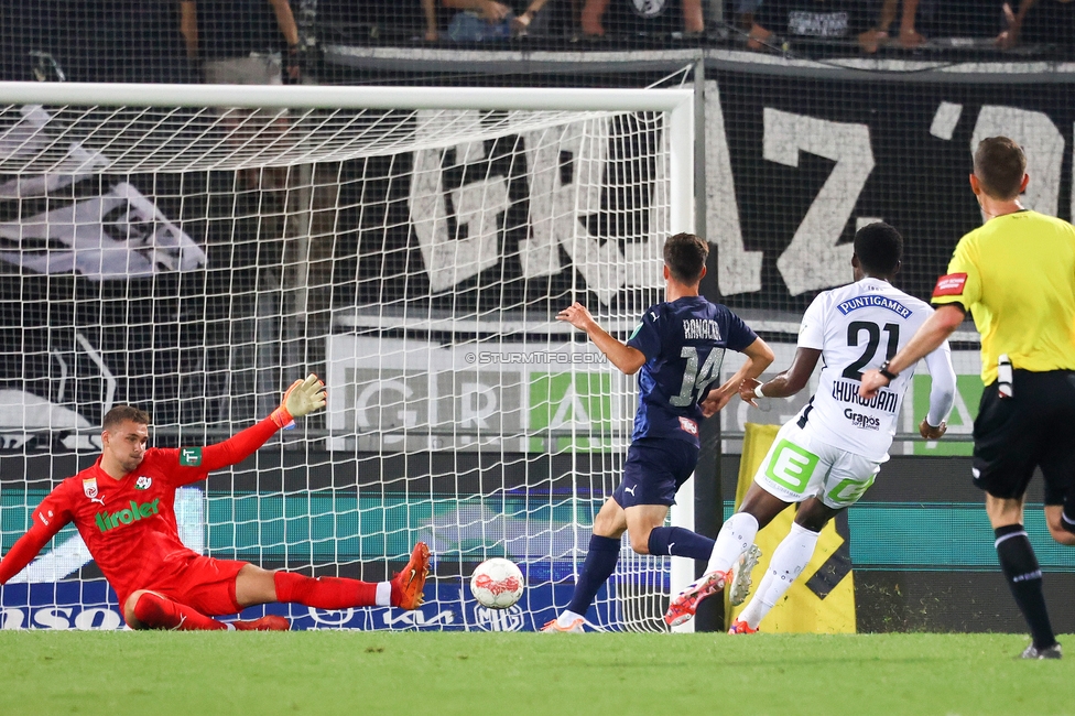 Sturm Graz - Tirol
Oesterreichische Fussball Bundesliga, 5. Runde, SK Sturm Graz - WSG Tirol, Stadion Liebenau Graz, 31.08.2024. 

Foto zeigt Tochi Phil Chukwuani (Sturm)
