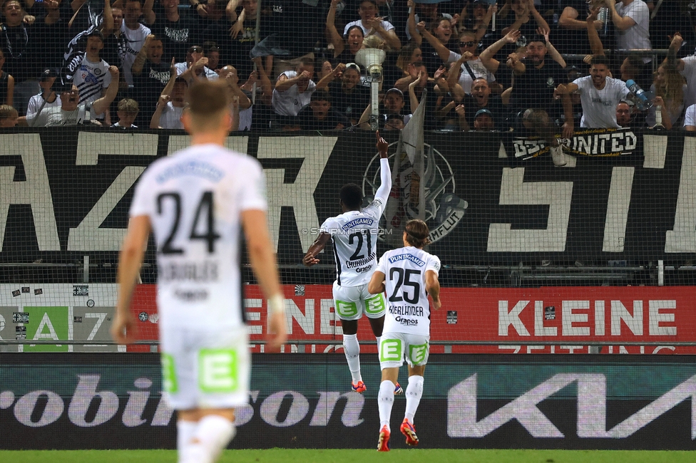 Sturm Graz - Tirol
Oesterreichische Fussball Bundesliga, 5. Runde, SK Sturm Graz - WSG Tirol, Stadion Liebenau Graz, 31.08.2024. 

Foto zeigt Tochi Phil Chukwuani (Sturm)
