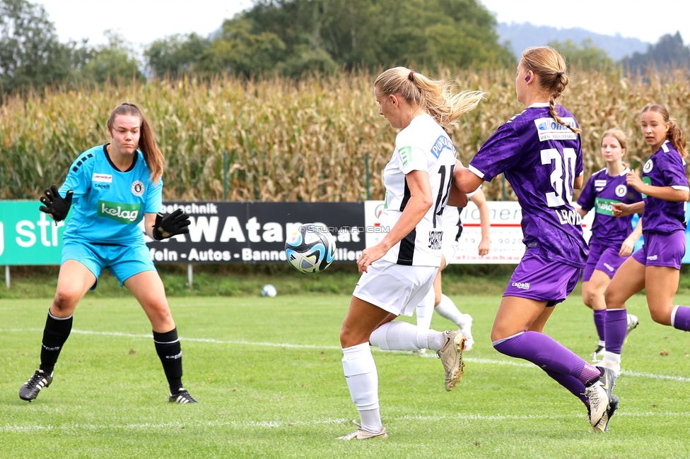 Austria Klagenfurt - Sturm Graz Damen
SPORTLAND Niederoesterreich Frauen Cup, Austria Klagenfurt - SK Sturm Graz, Sport- und Freizeitzentrum Friedlach Glanegg, 08.09.2024. 

Foto zeigt Sandra Jakobsen (Sturm Damen)
