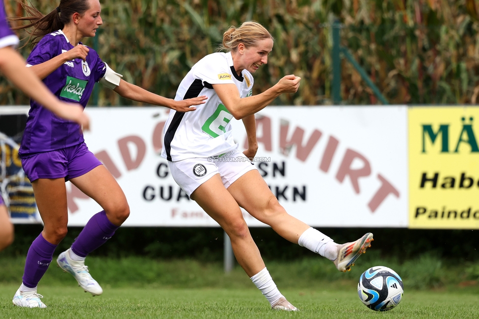 Austria Klagenfurt - Sturm Graz Damen
SPORTLAND Niederoesterreich Frauen Cup, Austria Klagenfurt - SK Sturm Graz, Sport- und Freizeitzentrum Friedlach Glanegg, 08.09.2024. 

Foto zeigt Elisabeth Brandl (Sturm Damen)
