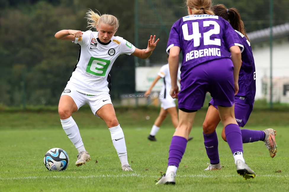 Austria Klagenfurt - Sturm Graz Damen
SPORTLAND Niederoesterreich Frauen Cup, Austria Klagenfurt - SK Sturm Graz, Sport- und Freizeitzentrum Friedlach Glanegg, 08.09.2024. 

Foto zeigt Sandra Jakobsen (Sturm Damen)
