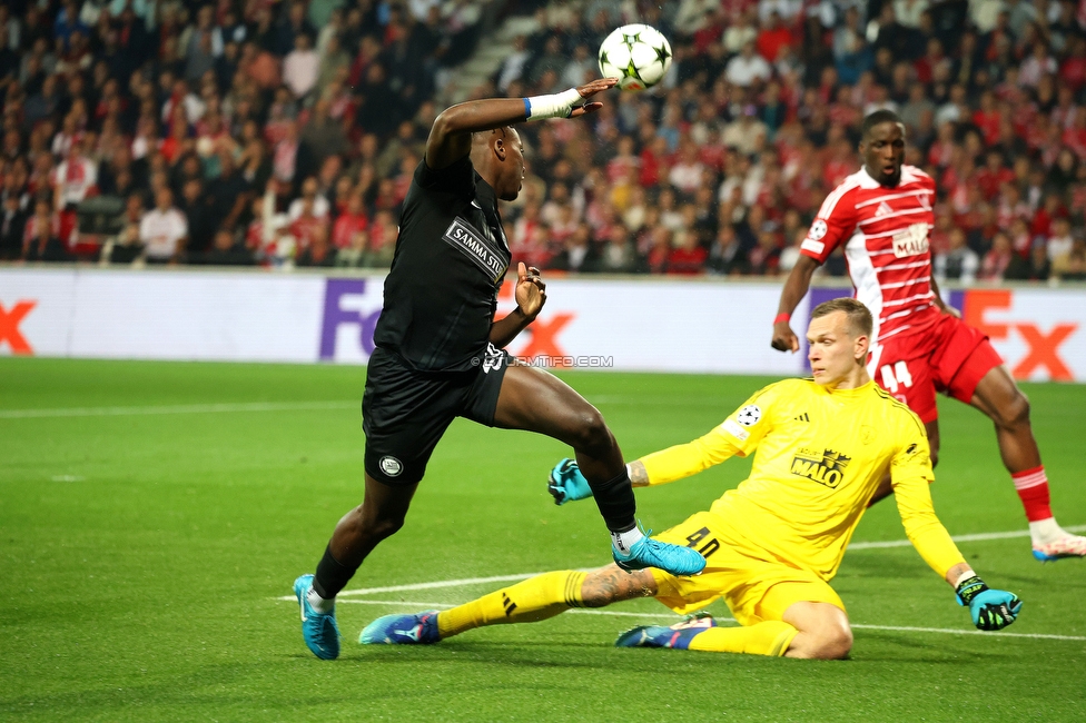 Stade Brestois - Sturm Graz
UEFA Champions League Ligaphase 1. Spieltag, Stade Brestois 29 - SK Sturm Graz, Stade de Roudourou Guingamp, 19.09.2024. 

Foto zeigt Seedy Jatta (Sturm)
