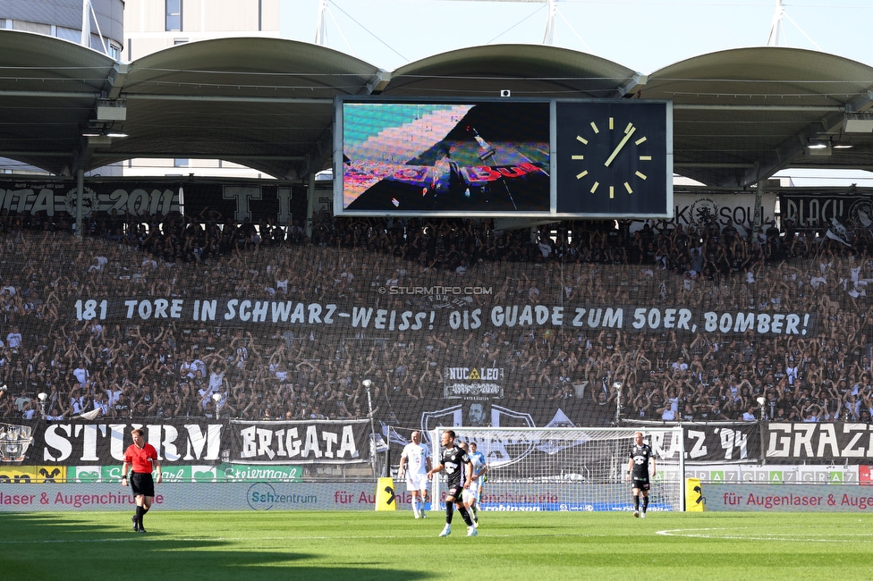 Sturm Graz - Wolfsberg
Oesterreichische Fussball Bundesliga, 7. Runde, SK Sturm Graz - Wolfsberger AC, Stadion Liebenau Graz, 22.09.2024. 

Foto zeigt Fans von Sturm mit einer Choreografie fuer Mario Haas (ehem. Spieler Sturm)
Schlüsselwörter: pyrotechnik